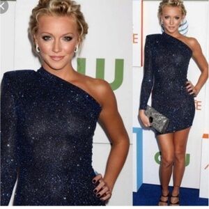 Brian Lichtenburg Designer One Shoulder Sparkle Dress SMALL